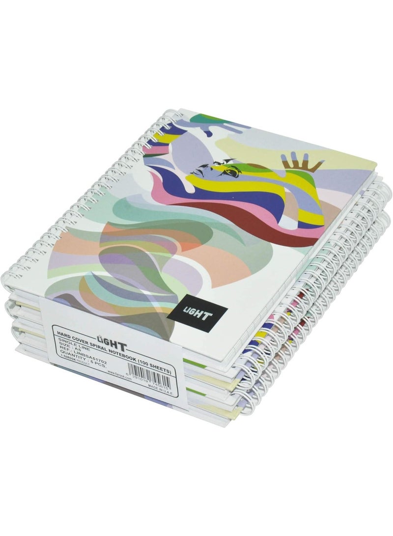 FIS Light Spiral Hard Cover Single RuLED Notebook (100 Sheets, A5,5 Piece) LINBSA51702 - Image 1